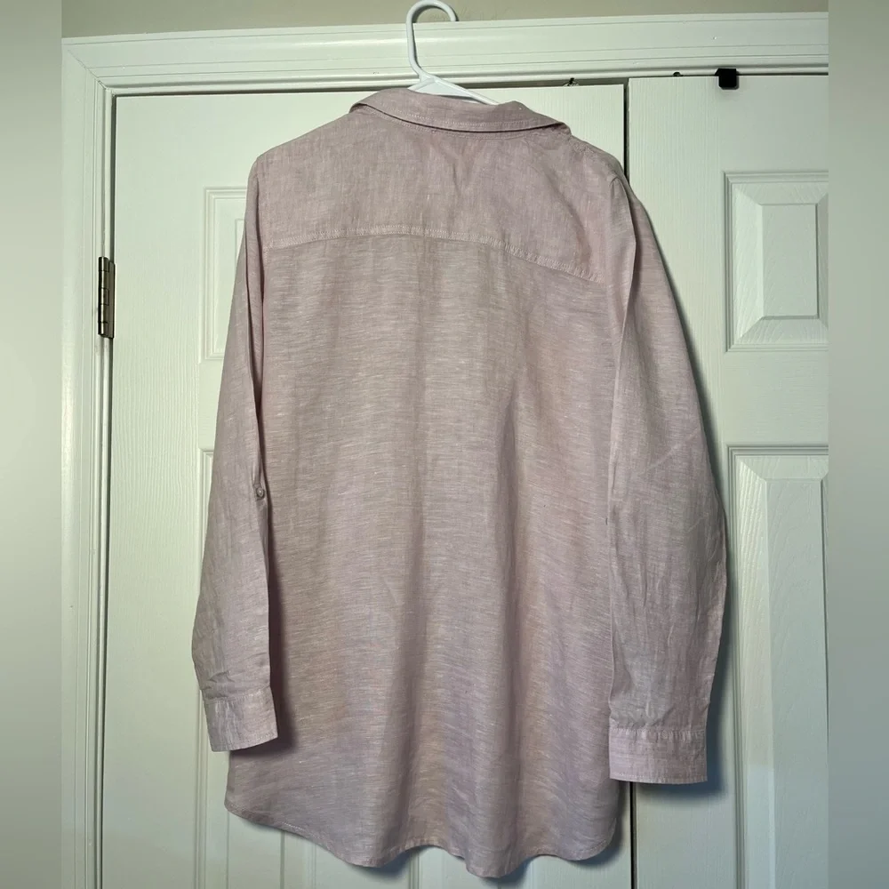 Sigrid Olsen Pink Linen Button Down Cover Up Size Large EUC - Picture 9 of 9